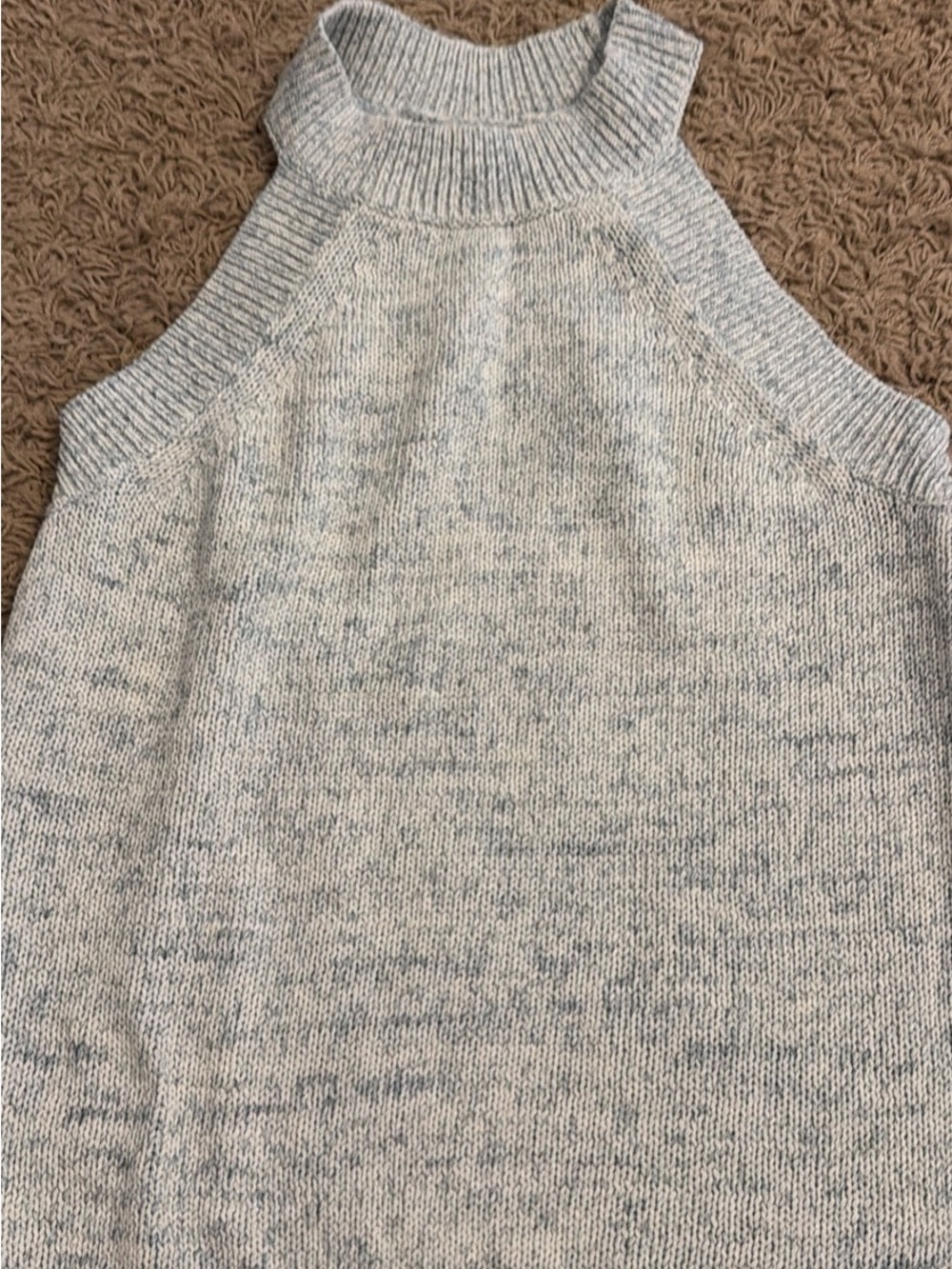 LOFT Sleeveless High-Neck Knit Sweater - Light Heather Gray